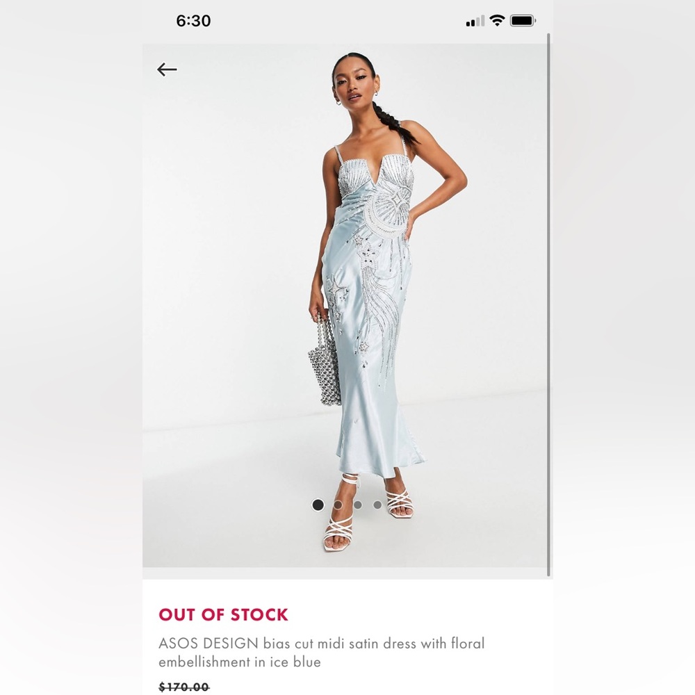 ASOS DESIGN DRESS ICE BLUE SIZE 14